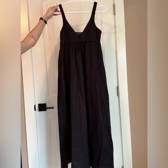 ZARA Black Cotton Maxi Dress | XS | Flowy Empire Waist - Picture 3 of 6